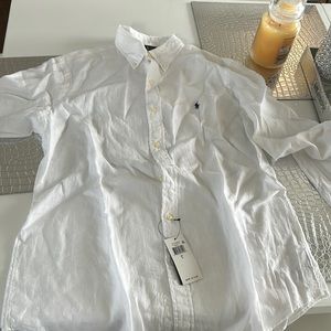 Ralph Lauren white linen button down shirt.